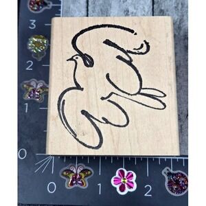 DeNami Design Dove Bird Flying Outline 1998 Rubber Stamp Wood #Q40